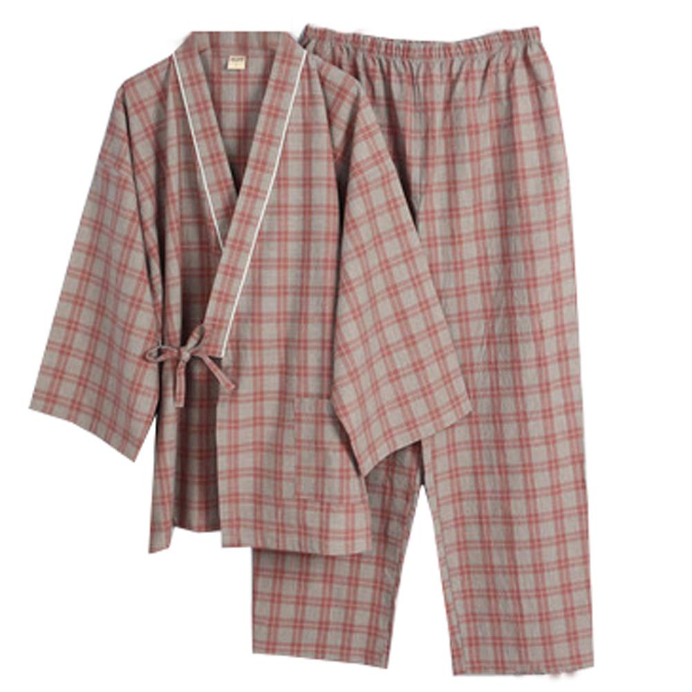 un-brand Kimono japonés para Hombre, Suelto, Informal, para el hogar, Pijamas, Ropa de Dormir, Talla L O56