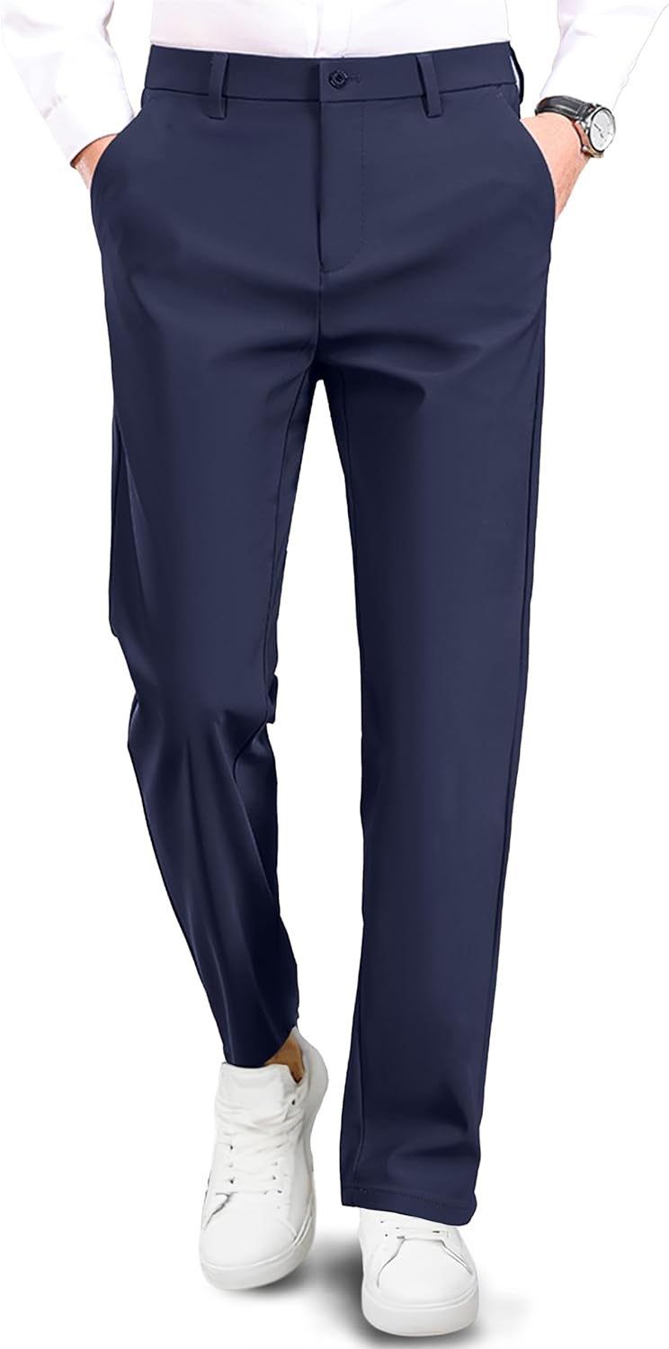Safort Mens Golf Pants Dress Work Stretch Slim Slacks Classic Fit Comfy Straight Leg Casual Trousers with Pockets - Image 2
