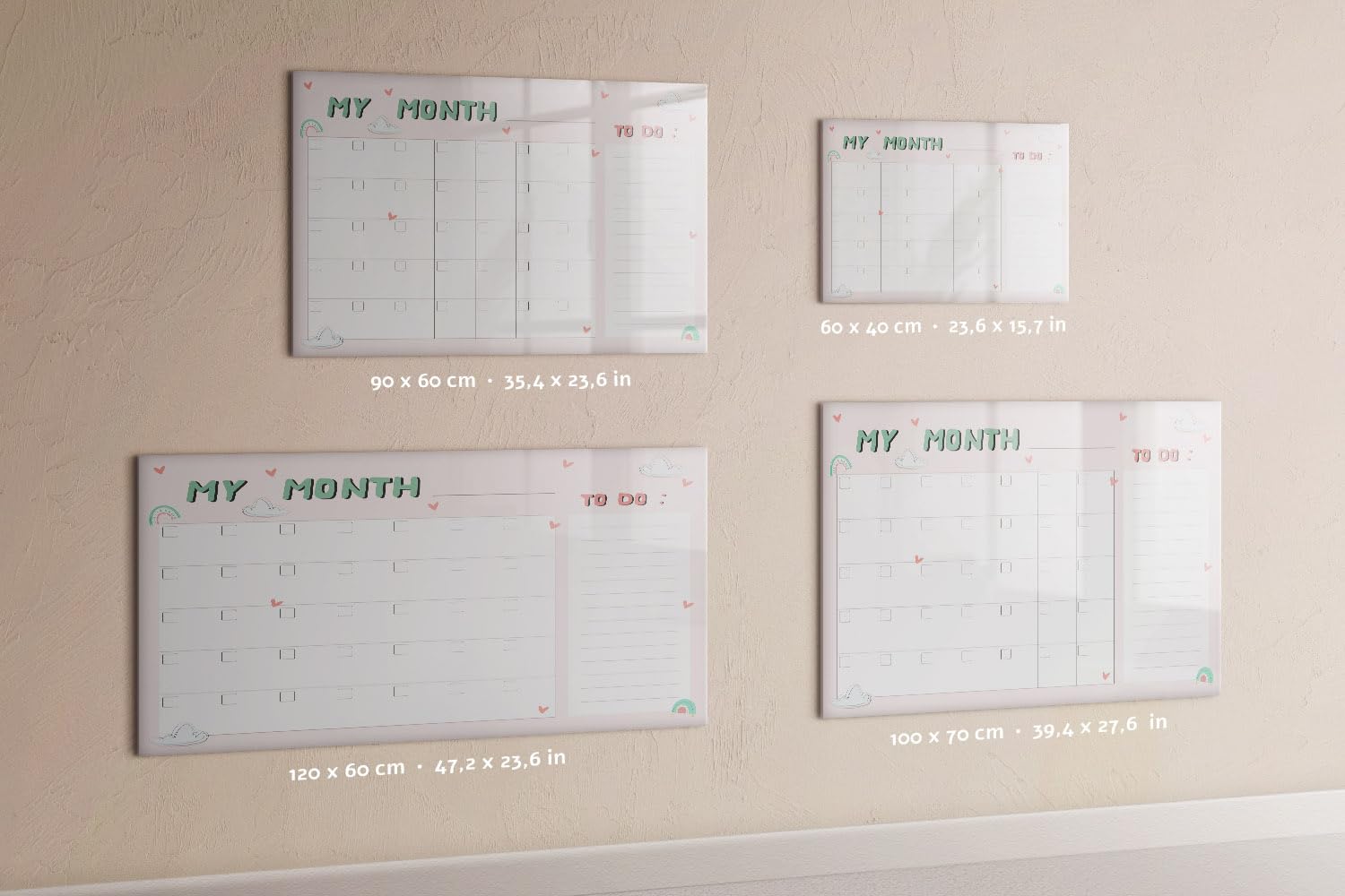 Lavagna porta appunti 90x60 cm | Agenda mensile per bambini
