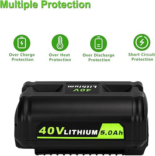 Miniatura 4 de Reemplazo de batería de 5.0Ah 40V para batería Ryobi de 40 V compatible con cargador rápido de iones de litio Ryobi de 40 V y herramientas
