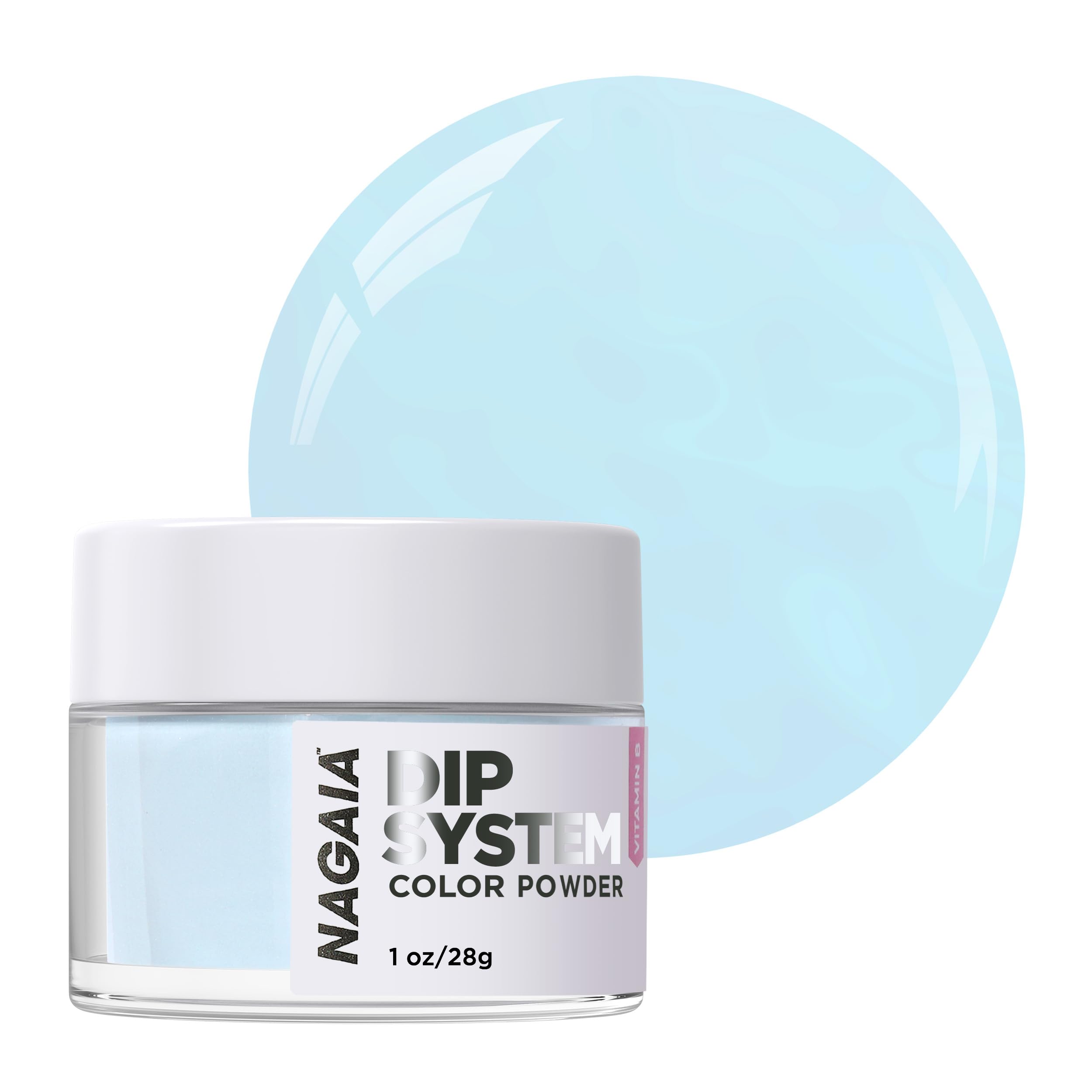 Premium NAGAIA Glacial Blue Dip Color Nail Dipping Powder, Chip Resistant, No Clumps, No Bumps, Salon & Home Use, No UV Curing Needed