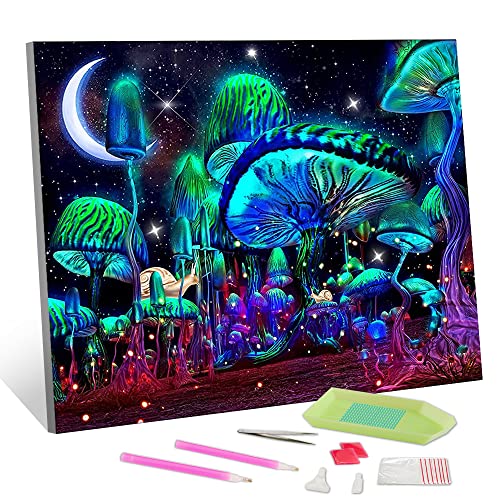 Mushroom Picture Diy 5D Diamond Painting Kit For Adult Kids Full Drill Crystal Rhinestone Embroidery Cross Stitch Snails Moon And Stars Pattern Arts Craft For Home Wall Decor (40 X 30Cm) #TOP26