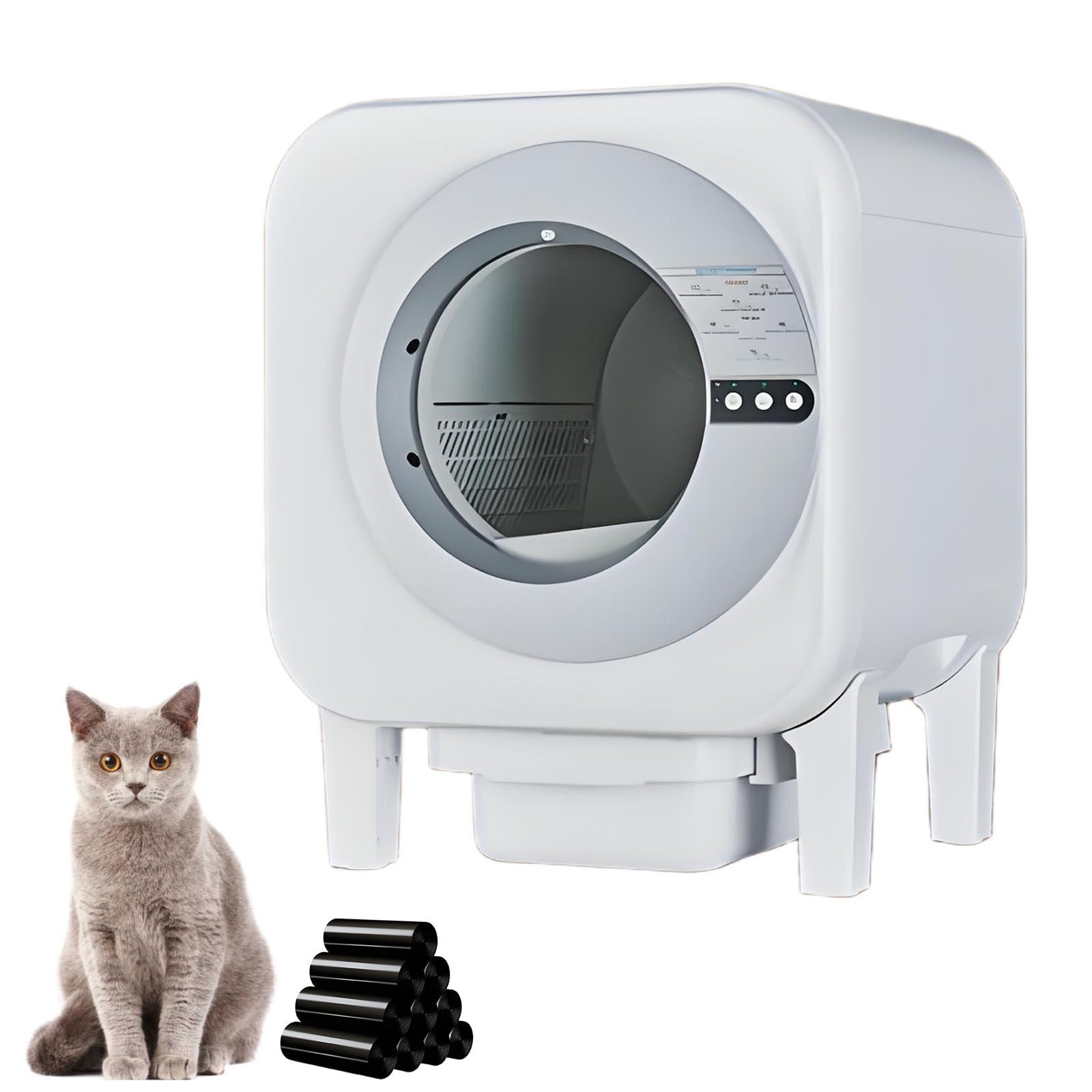 Arenero Autolimpiable para Gatos con Diseño Abierto, Modos Automáticos y Manuales, Limpieza Instantánea, Fácil de Palear, Adecuado para Gatos Grandes y Varios Gatos WiFimodel