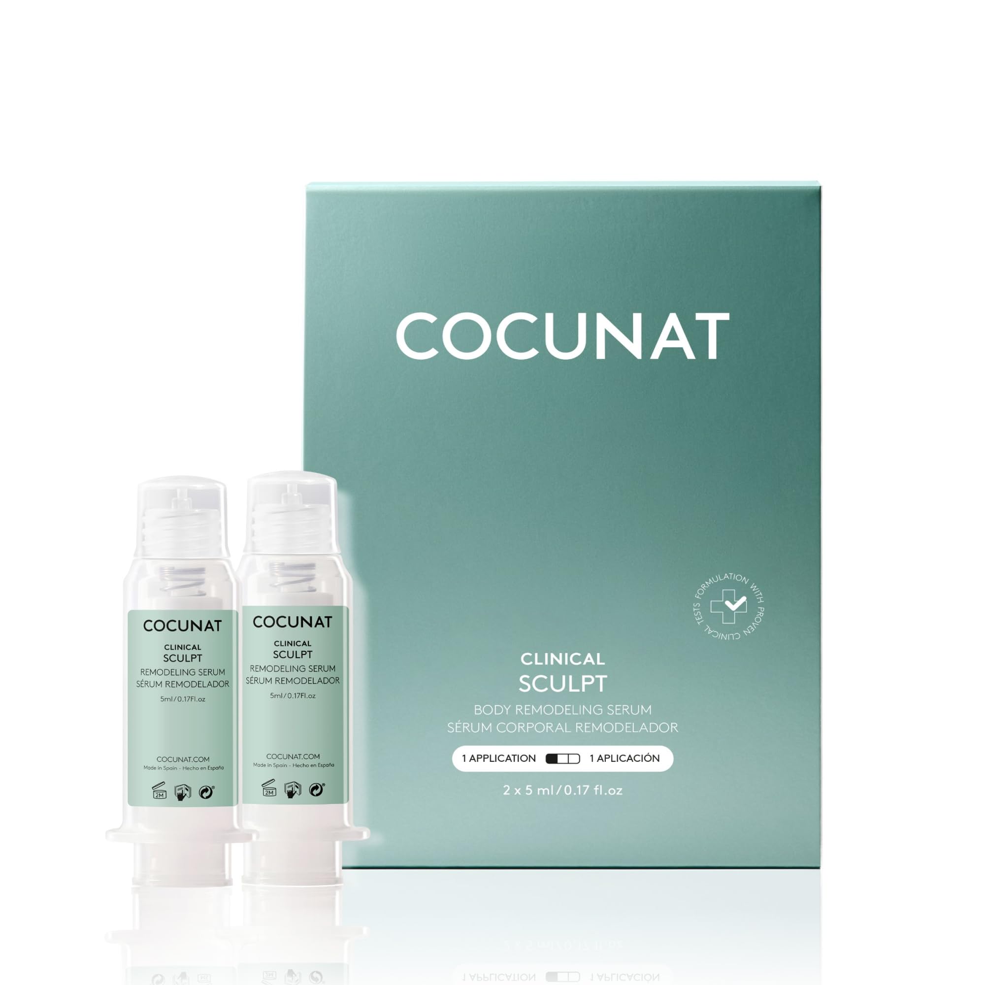 COCUNAT Clinical Sculpt Tratamiento Remodelador Abdomen y Brazos 2x5ml | Grasa corporal localizada en tren superior, abdomen y brazos. 1 aplicación y resultados en 15 Días