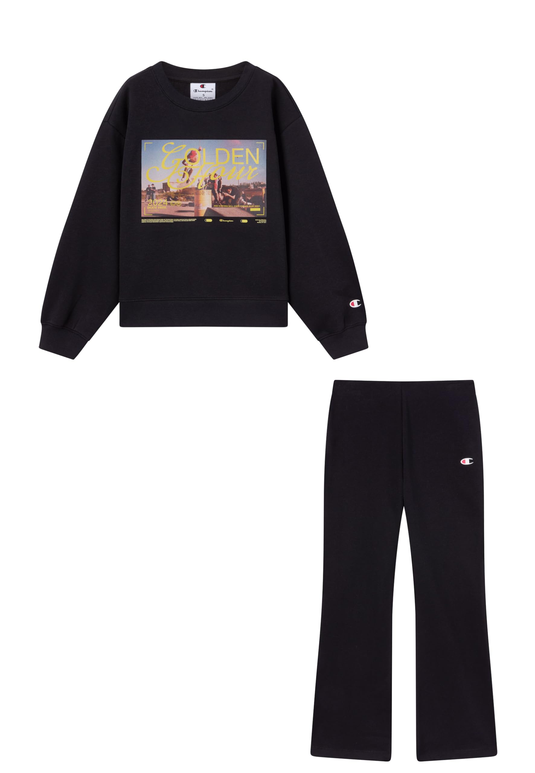 Champion Sudadera Legacy para niña, Negro, XXL