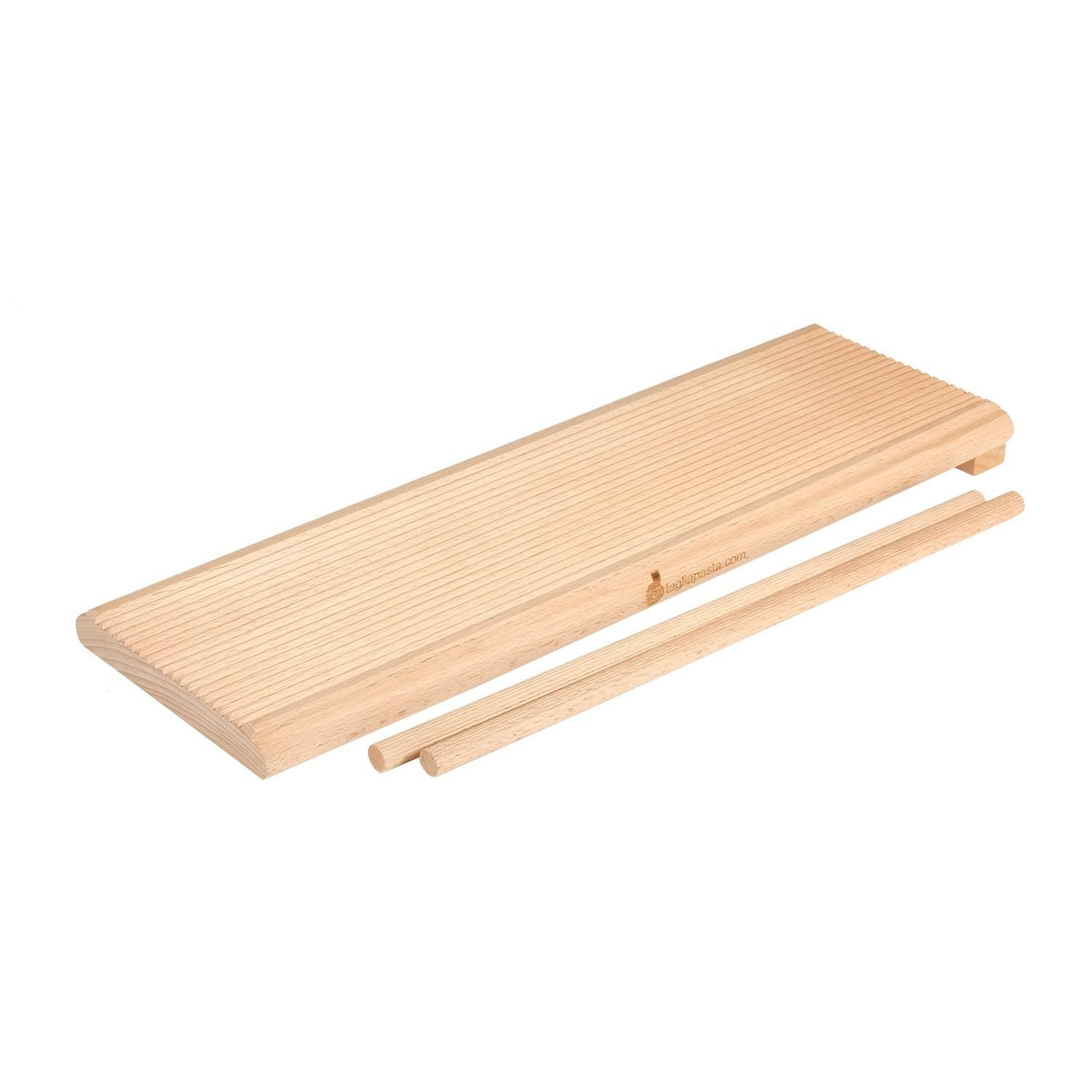 Rigagnocchi Wooden or Garganelli and Dumpling Board with Stop and Two Small Chopsticks - 12 x 37 cm, Brown