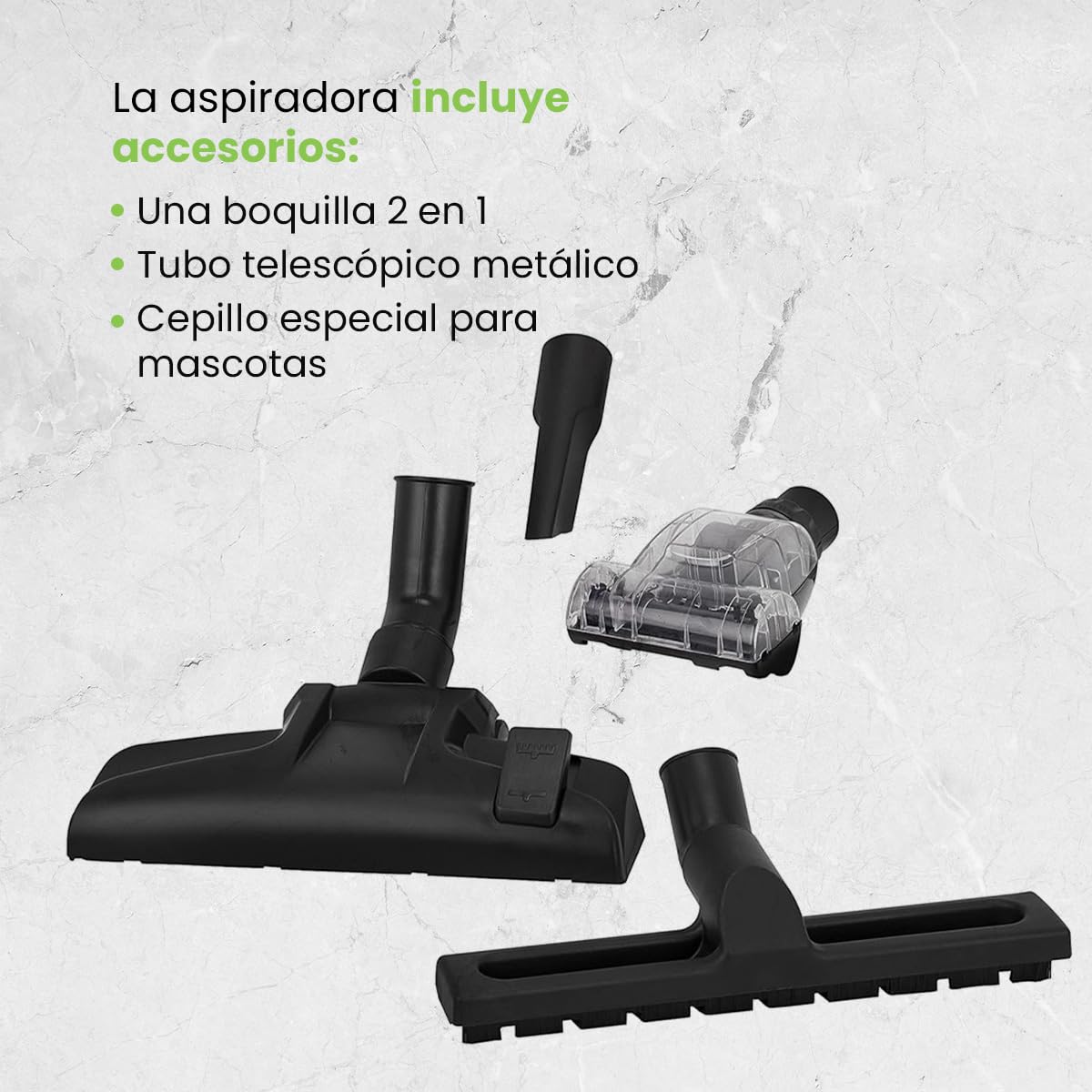 Kubo - Aspiradora sin Bolsa Filtro HEPA - Incluye 4 Accesorios - Funcionamiento Silencioso de 79 dB - Succión de 13 Kpa - Depósito de 2,5 L - Potencia 700W - Color: Quetzal Green