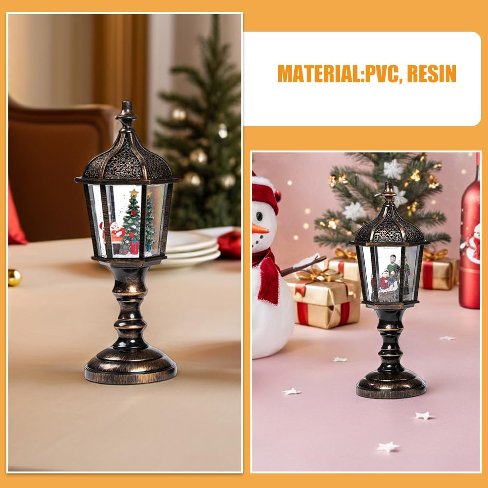 Cabilock 2pezzi Lanterna di Natale in Resina Luce e Musica Decorazione da Tavolo Luminosa per Feste Natalizie in Ufficio Casa Alimentazione USB o Batteria
