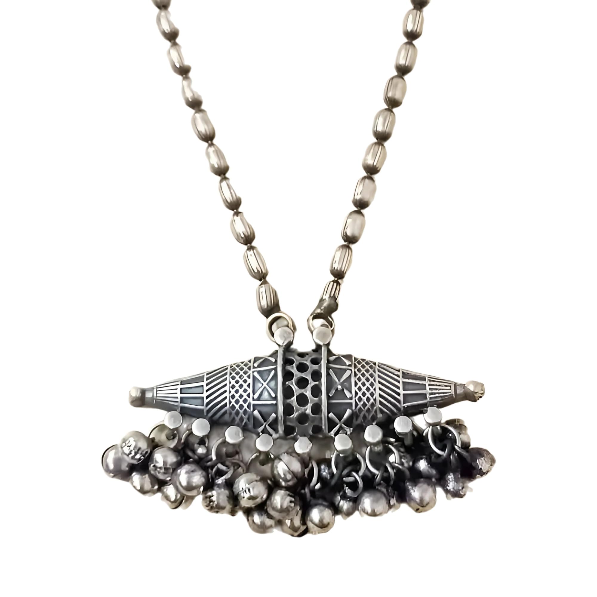 Dulcett India | Long Necklace | Black Metal Ethnic Oxidised Silver Afghani Long Necklace | Bohemian Afghani Necklace | Long Pendant Necklace for Women & Girls (B0DG5Z25V3) Amazon Price History, Amazon Price Tracker