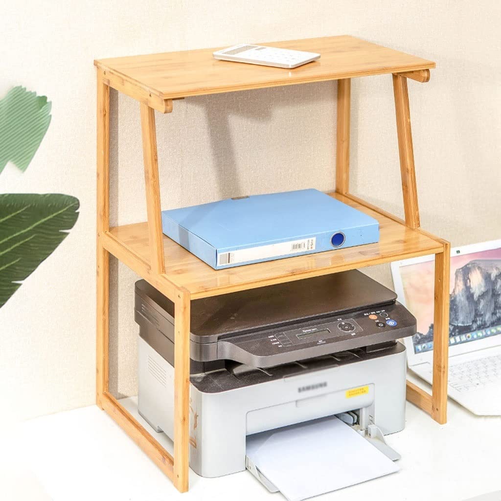 Stojak na drukarkę do drukarki stojak na drukarkę stacjonarną Dual Storage Półka na książki Uchwyt na dokumenty Home Office Fax Skaner (Bamboo) Stojak na drukarkę (B)