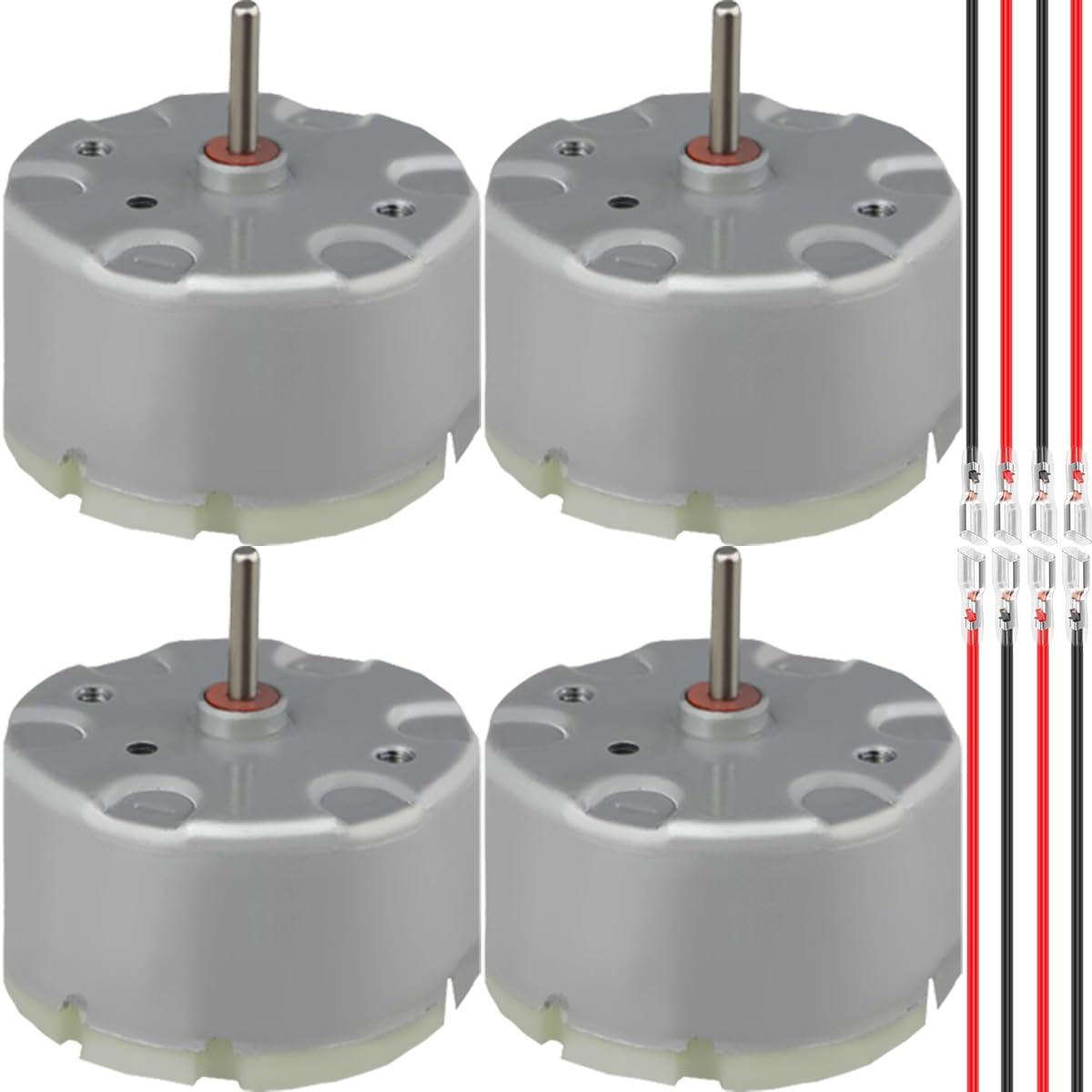 JYUDAUFU 4 Pcs RF-500TB-18280 DC 6-12V Micro Motor 6000-11300RPM High Speed Large Torque Cylinder Electric Solar Mini Motor with Spring Wire, for RC Toy Car/Robot/Mini Fan/Electric Drill/DIY/Test