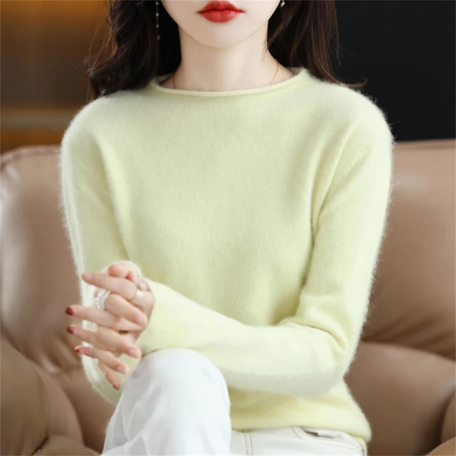Maglione da Donna Autunno E Inverno con Scollo A O, Top Casual Lavorato A Maglia Allentato