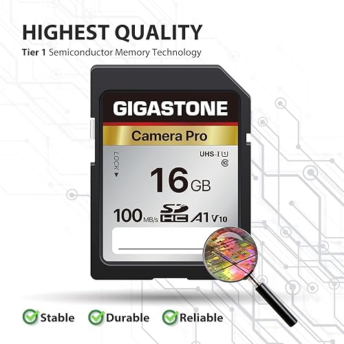 Miniatura 7 de Recuperación de datos de 5 años tarjeta SD GIGASTONE de 16 GB, tarjeta de memoria SDHC A1 V10 compatible con cámara digital Canon, cámara de rastreo