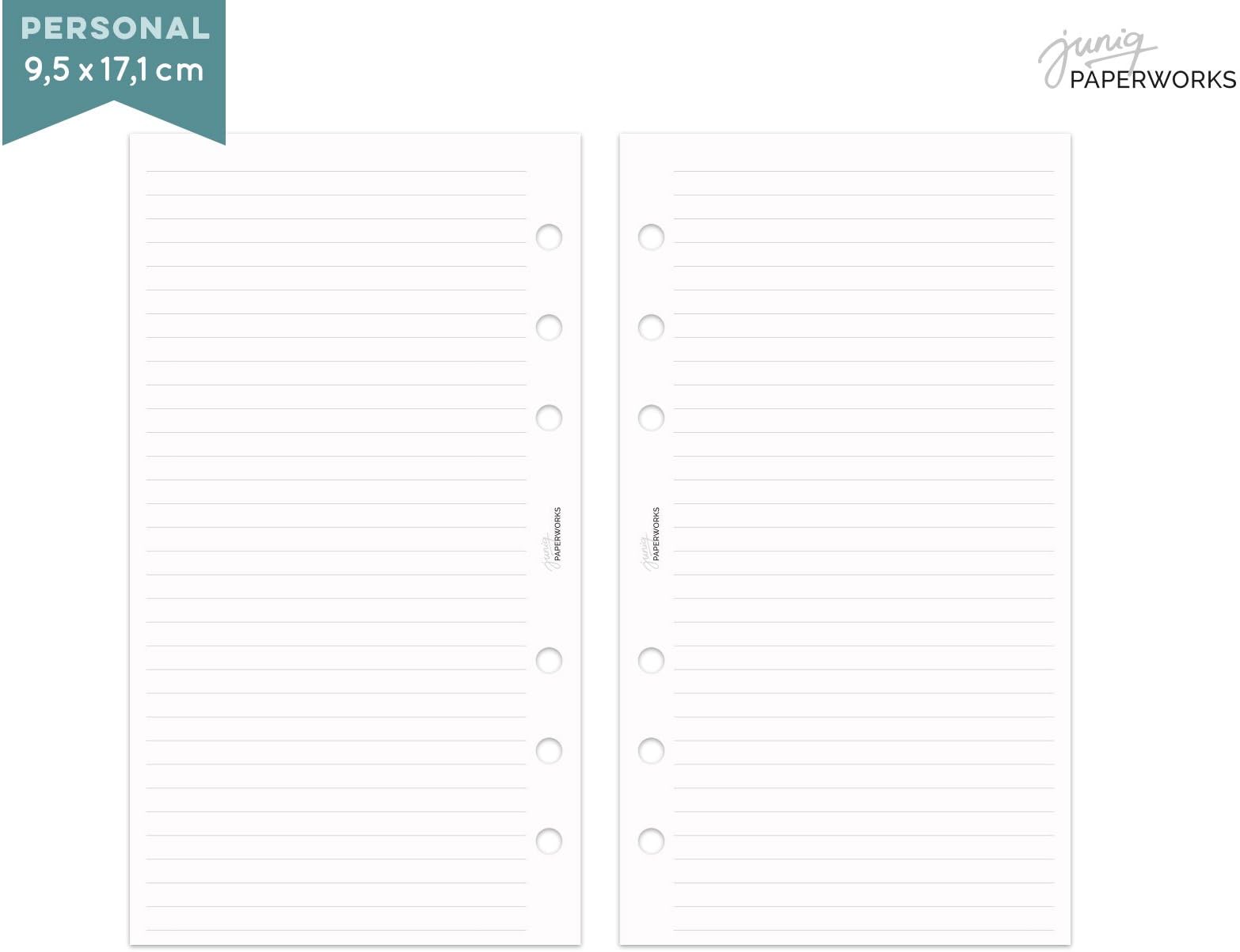 Notebook Paper Approx. 95x171 mm Personal Filofax – Ruled – 25 Sheets