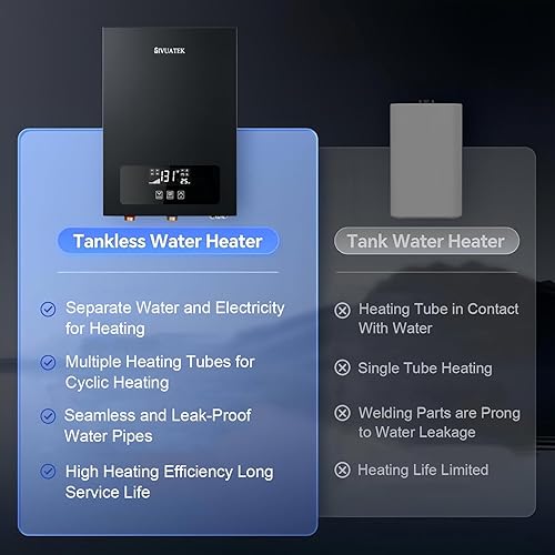 Miniatura 6 de Calentador de agua eléctrico sin tanque, calentador de agua instantáneo SIVUATEK bajo demanda, calentador de agua caliente eléctrico inteligente sin