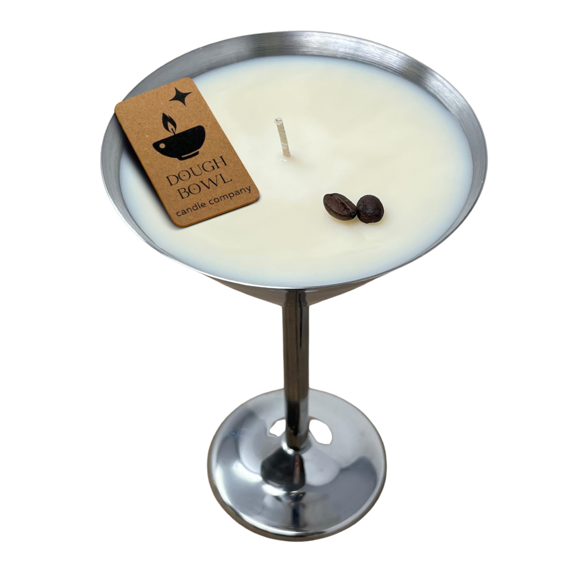 Dough Bowl Candle Co. - Candela al caffè, 18,4 x 11,4 cm, candela profumata al caffè espresso Martini, in acciaio inox, 100% cera di soia, per uomini e donne, 283,5 g, candele al caffè con 20 ore di