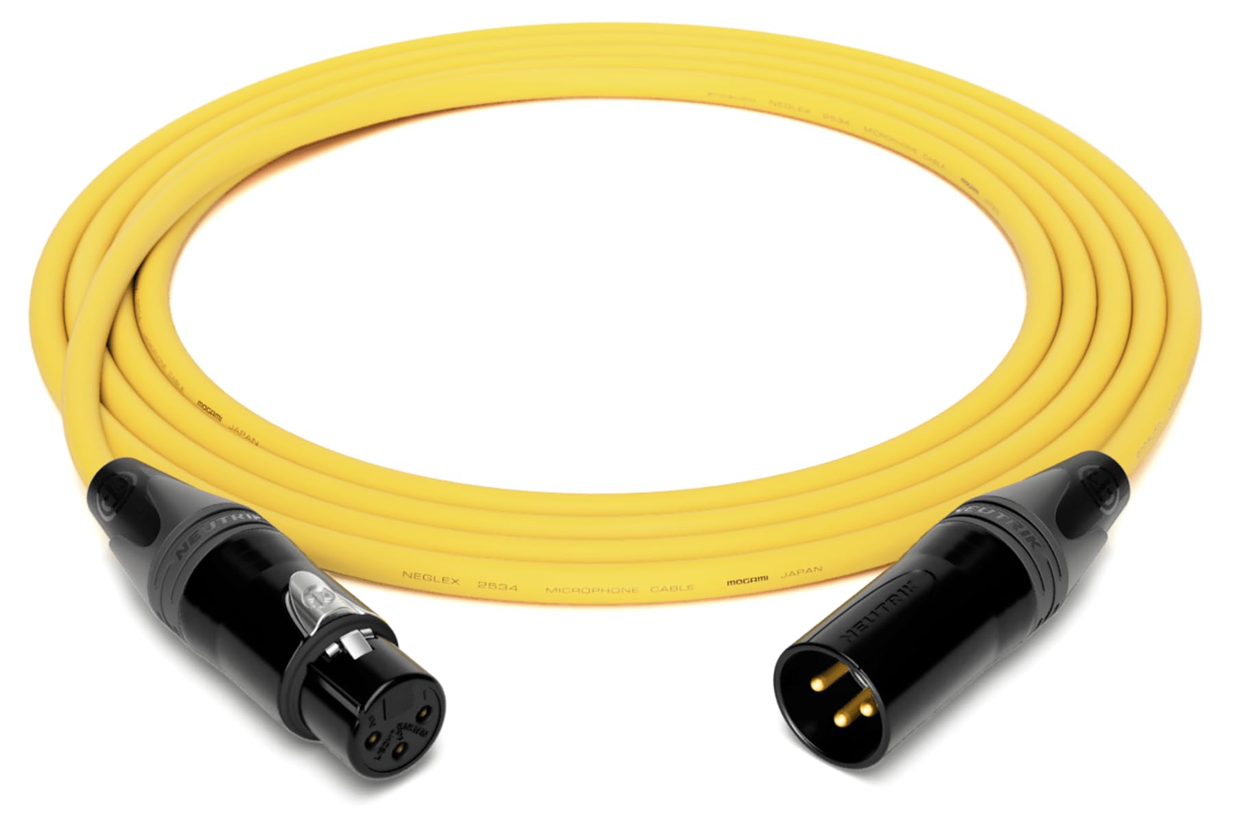 enoaudio Mogami 2534 - Cable de micrófono simétrico para Quad Professionel Studio, Neutrik Gold XLR hembra, XLR macho, alta fidelidad, amarillo, 0,5 m