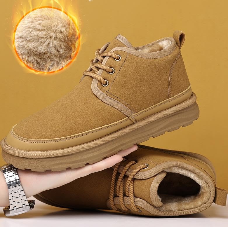 Men's Winter Snow Boots Fuzzy Cozy Suede Leather Cold Weather Warm Outdoor Casual Ankle Boots2