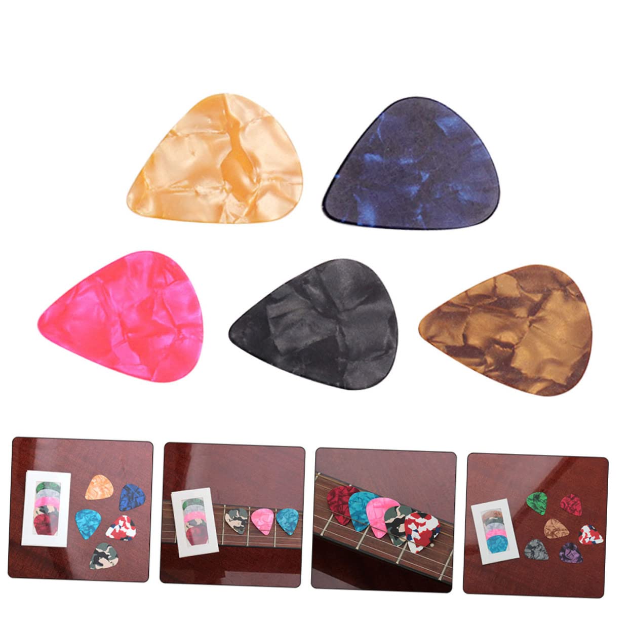 5Pcs Assorted Color Guitar Picks, Lightweight Plastic Plectrums for Acoustic Electric, Bass & Ukulele - Image 3