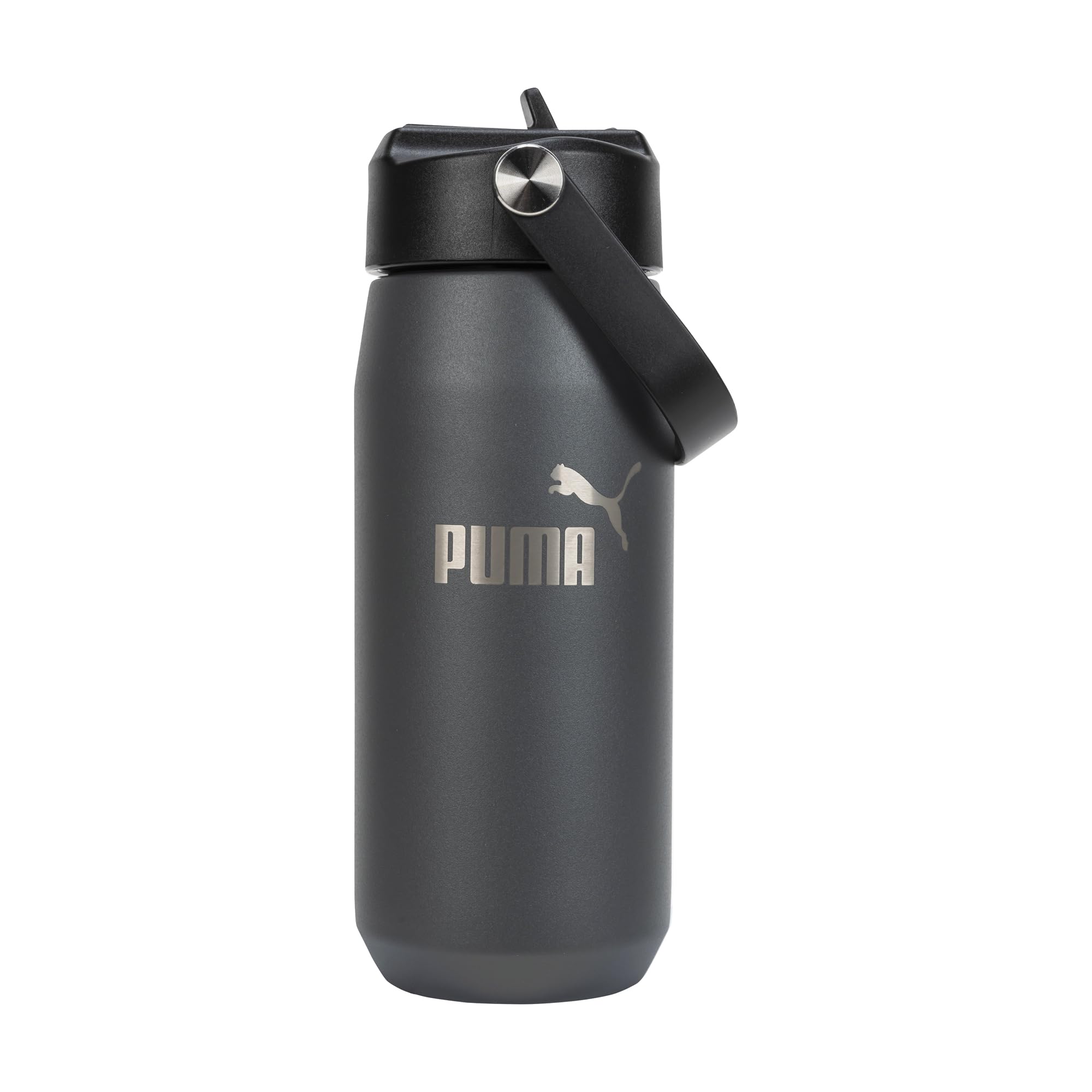 PUMA unisex-adult 18oz Insulated Stainless Steel Water Bottle With Straw &amp; Carry Handle