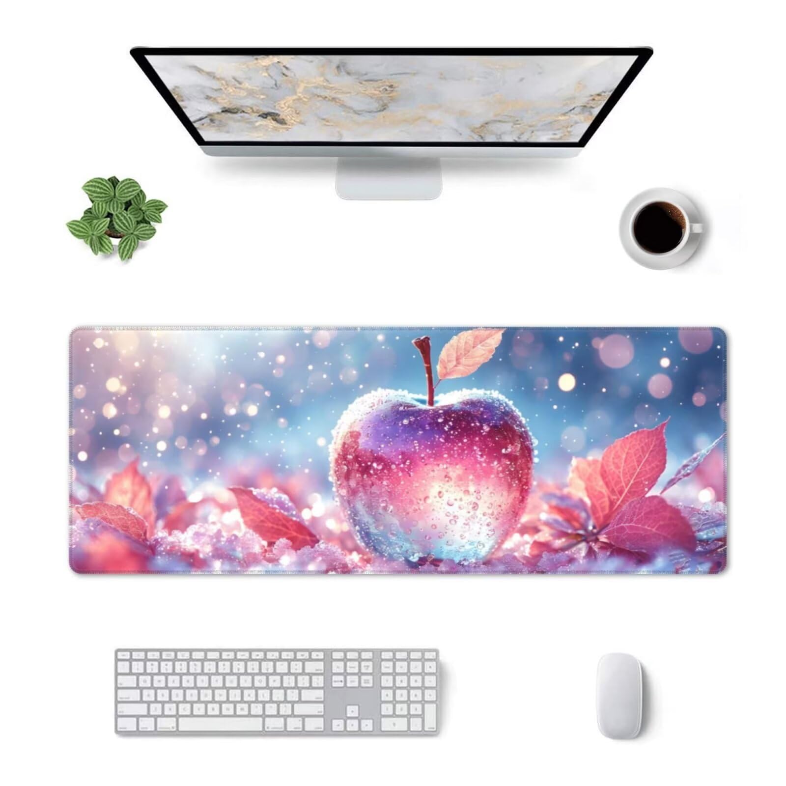 Tappetino Mouse, Tappetino Mouse Gaming Grande XXL 1500x800x3mm Tappetino Scrivania Mouse Pad, Base in Gomma Antiscivolo, Bordi Cuciti,Lavabile, Mousepad per Ufficio e Gaming (mela) R-554