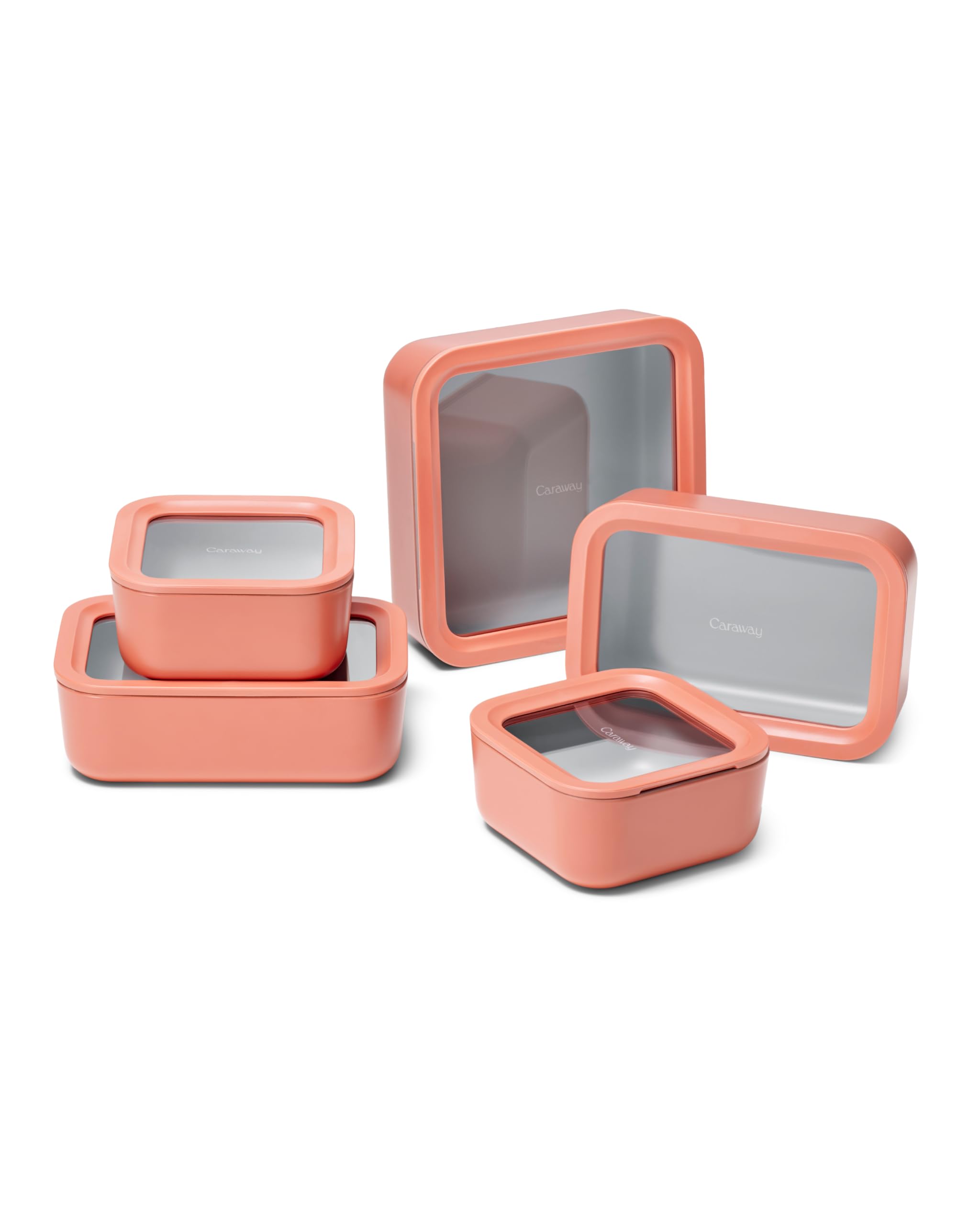 Caraway 13pc Glass Food Storage Container Set - Easy to Store, Non Toxic Lunch Box - with Glass Lids - Includes Storage Organizer - Perracotta