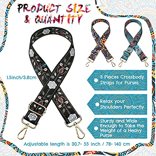 Weewooday 3 Pieces Purse Straps Replacement Crossbody Straps Adjustable Handbag Shoulder Strap Guitar style Strap for Women2