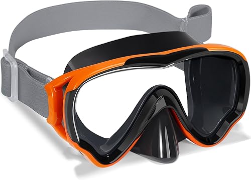 Gafas de natación para niños con correa de tela para niños de 3 a 15 años, a prueba de fugas, cubierta de nariz de 180, visión clara