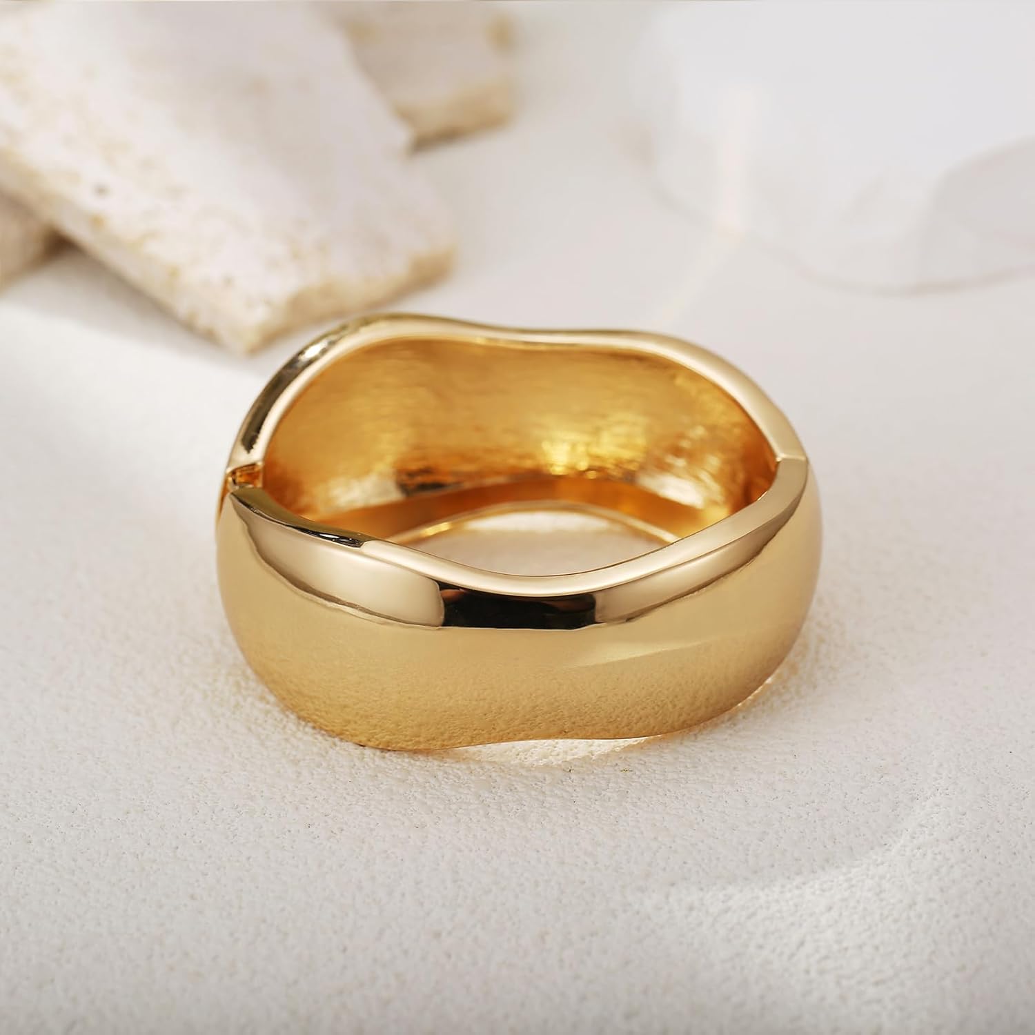 Chunky Gold/Silver Bangle Bracelets for Women Thick Arm Cuff Bangle Bracelet Wrist Wrap Bracelet Jewelry - Image 7