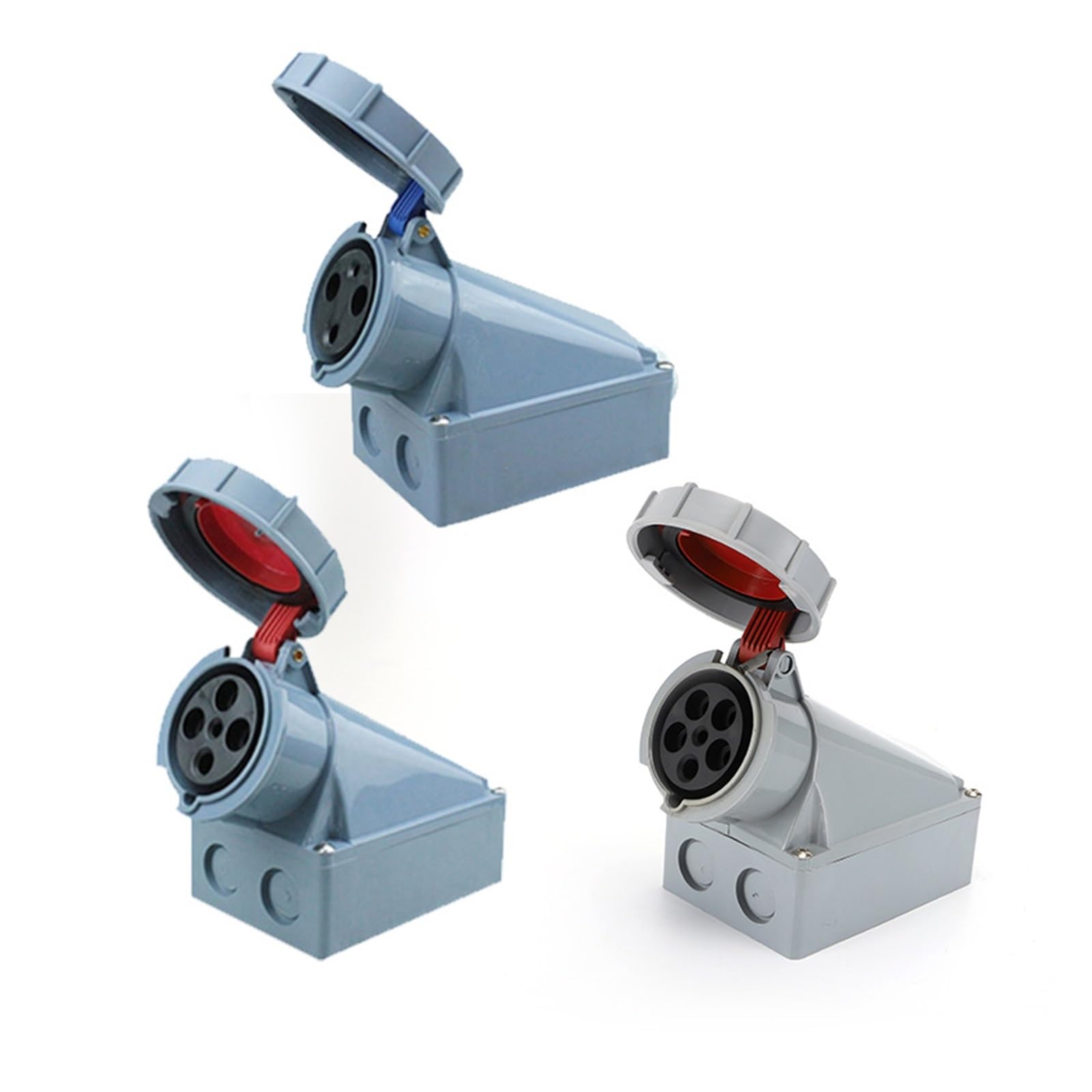MUYTQAERG 1 PCS Blue 63A 125A Industrial Socket Wall-Mounted Exposed and Concealed(LX 1332-3 core 63A)