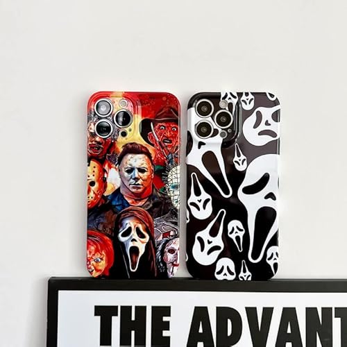 2 Pack Phone Case For Iphone 14 Pro Max,Halloween Ghost Repeat Face Horror Printshockproof And Fall Resistant Slim Phone Case Possess Bare Machine Feel,14Pm #TOP5