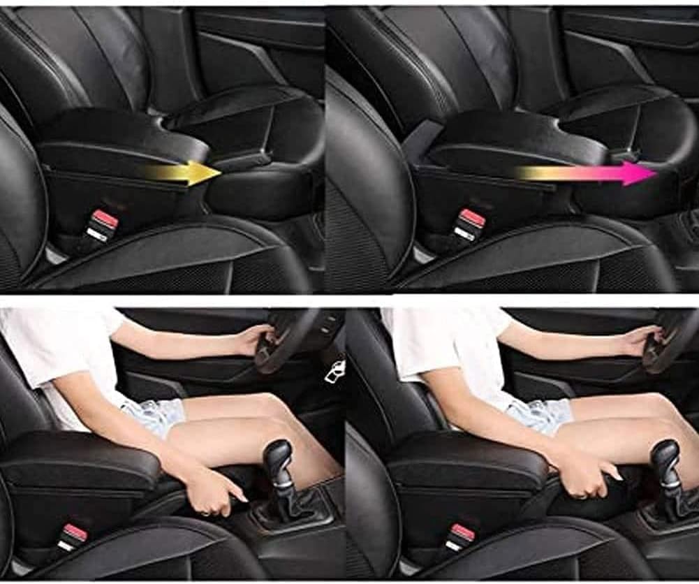 Bracciolo Per Auto per Ford Focus 3 mk3 2011-2019, Bracciolo Console Centrale Pelle A Doppio Strato Organizer Con Portabicchieri Posacenere 3 Porte USB Accessori Interni