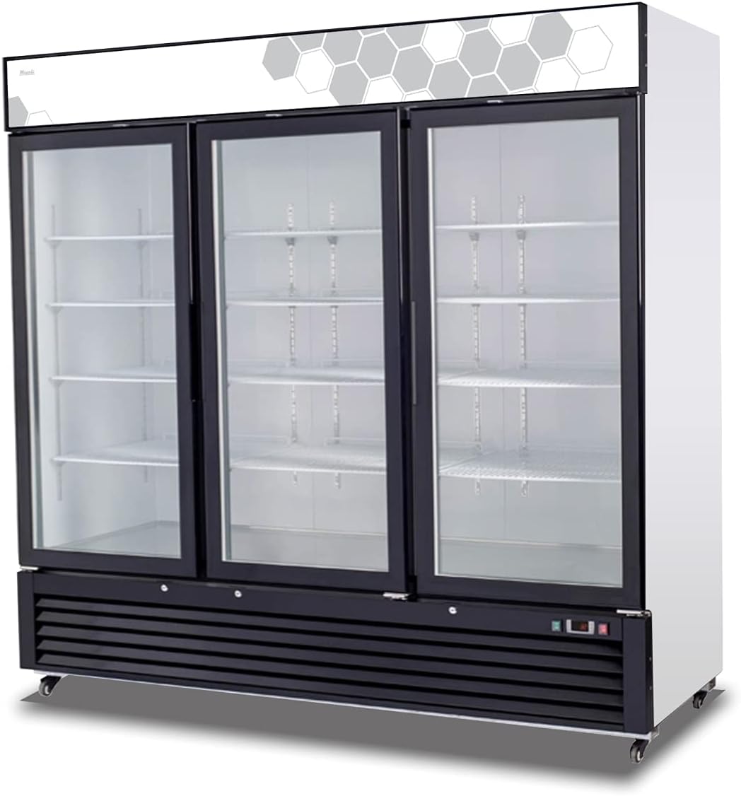 Migali C-72FM-HC Three Glass Door Merchandiser Freezer, 49 cu/ft, Beverage Display Freezer, LED Lights, Strong Casters, Digital Temperature Display, Door Locks