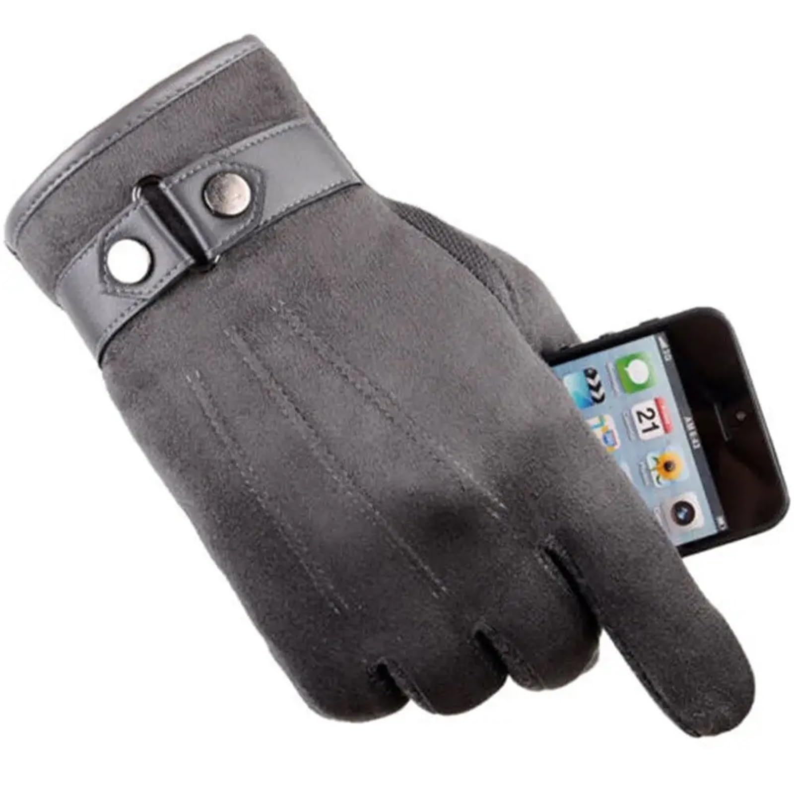 Guantes De Esquí para Hombre, Guantes De Cuero, Manoplas para Pantalla Táctil, Manoplas Térmicas con Forro Polar para Conducir, Guantes Gruesos De Invierno A La Moda,Blue