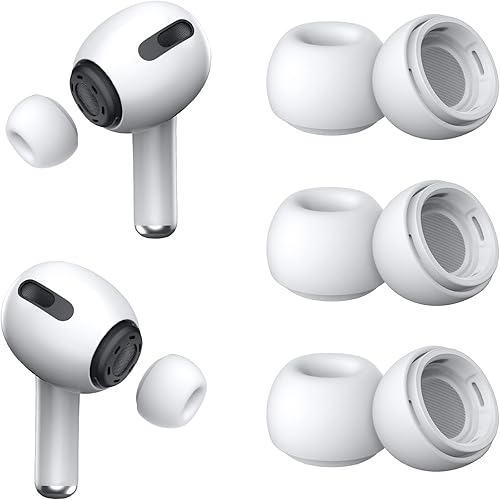 3 pares Almohadillas de repuesto para AirPods Pro y Pro 2 con orificio de reducción de ruido, almohadillas de silicona para AirPods Pro con caja de