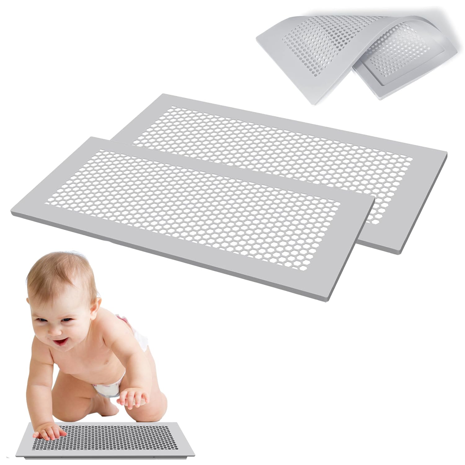 Baby Proofing Vent Covers for Home Floor Wall Ceiling, Protective Soft Silicone Air Vent Covers Fit Floor Registers 4