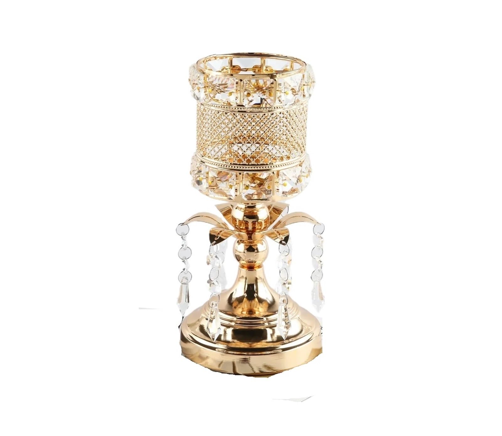 1pcs Metal Electroplated Iron Candlestick Wedding Holiday Party Candlesticks Hollow Retro Crystal Candle Holder(S)