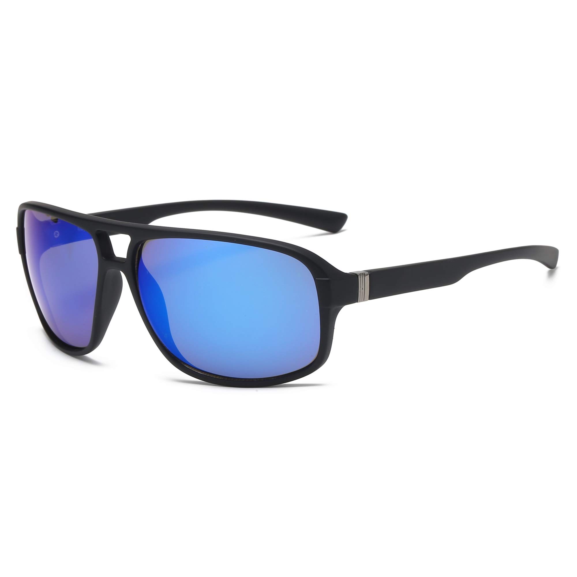 Men Ultra Light Round Rectangular Oversized Aviator Style UV Protection Shield Mirrored Sunglasses