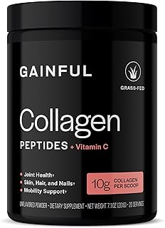 Gainful Performance Boost Collagen Peptides Powder with Vitamin C, Skin, Immune & Joint Support, Grass Fed Bovine Collagen, Unflavored, 20 Servings