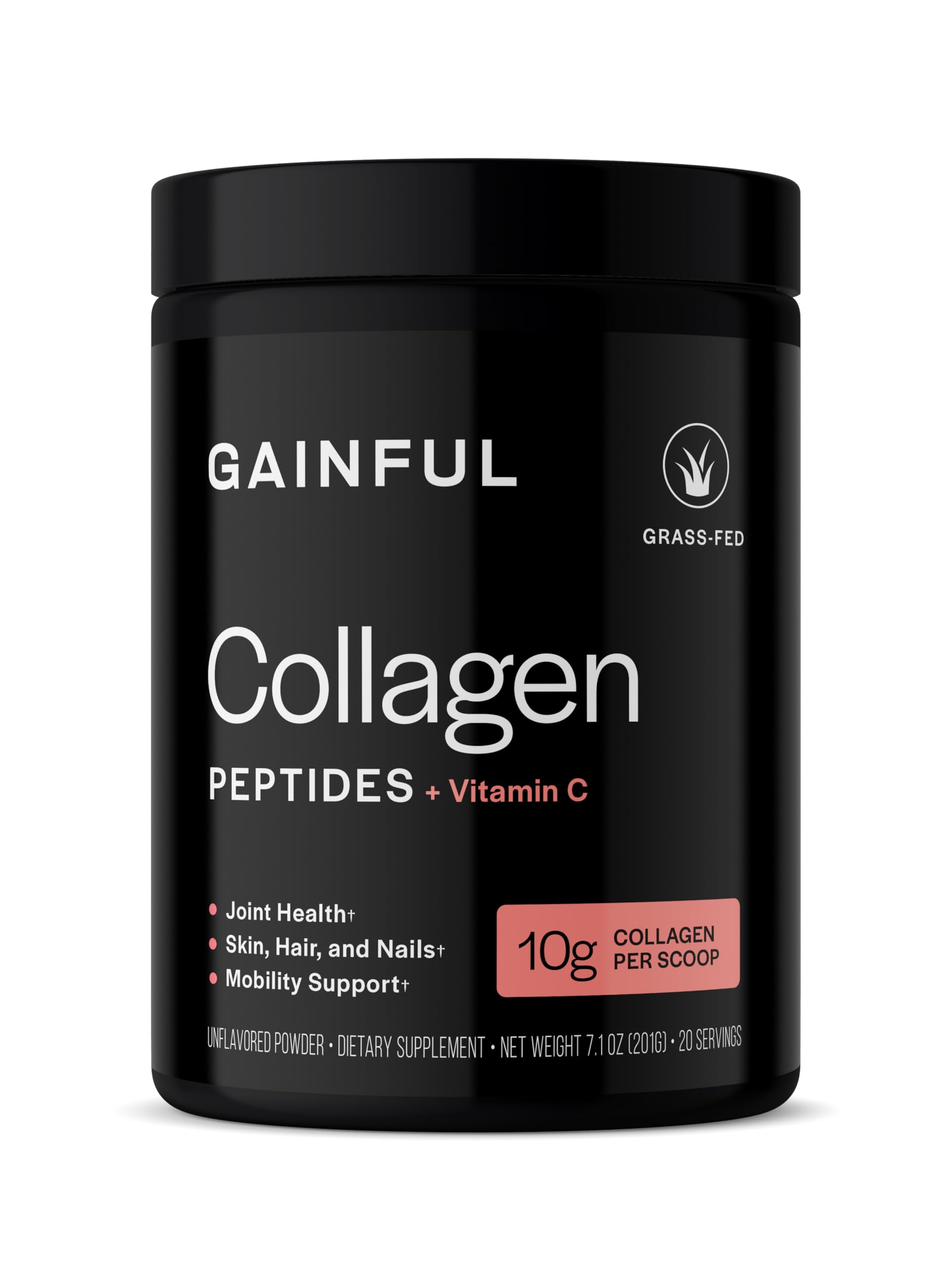 Gainful Collagen Peptides Powder, Vitamin C, Unflavored, 20 Servings