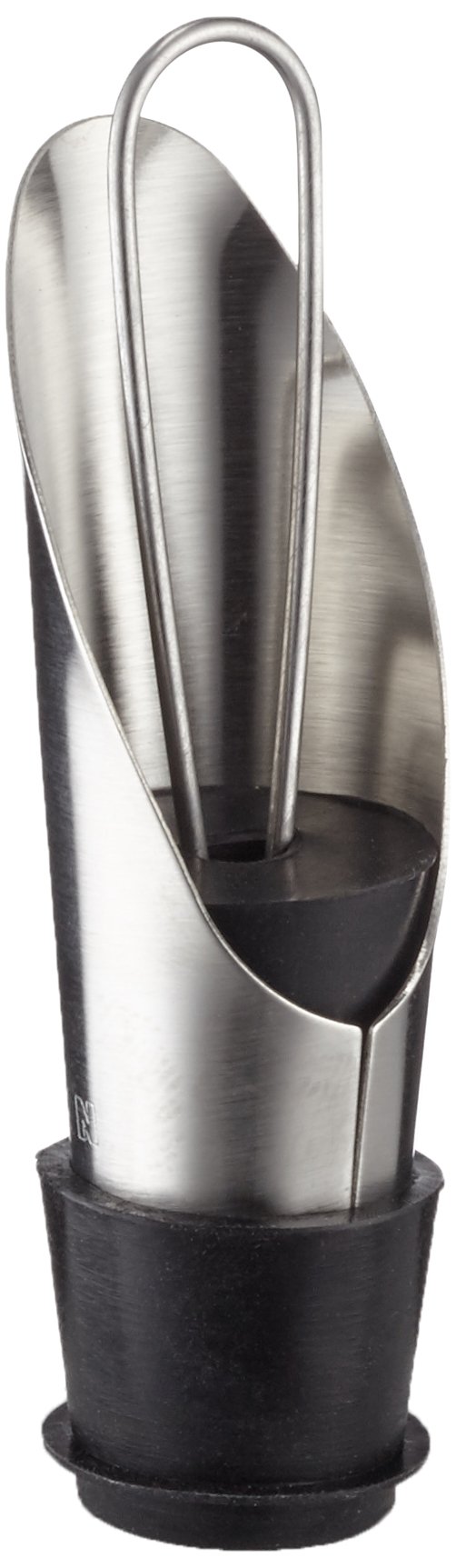Fackelmann Silver/Black Wine Pourer With Stopper Of Stainless Steel/Silicone, 3-Inch