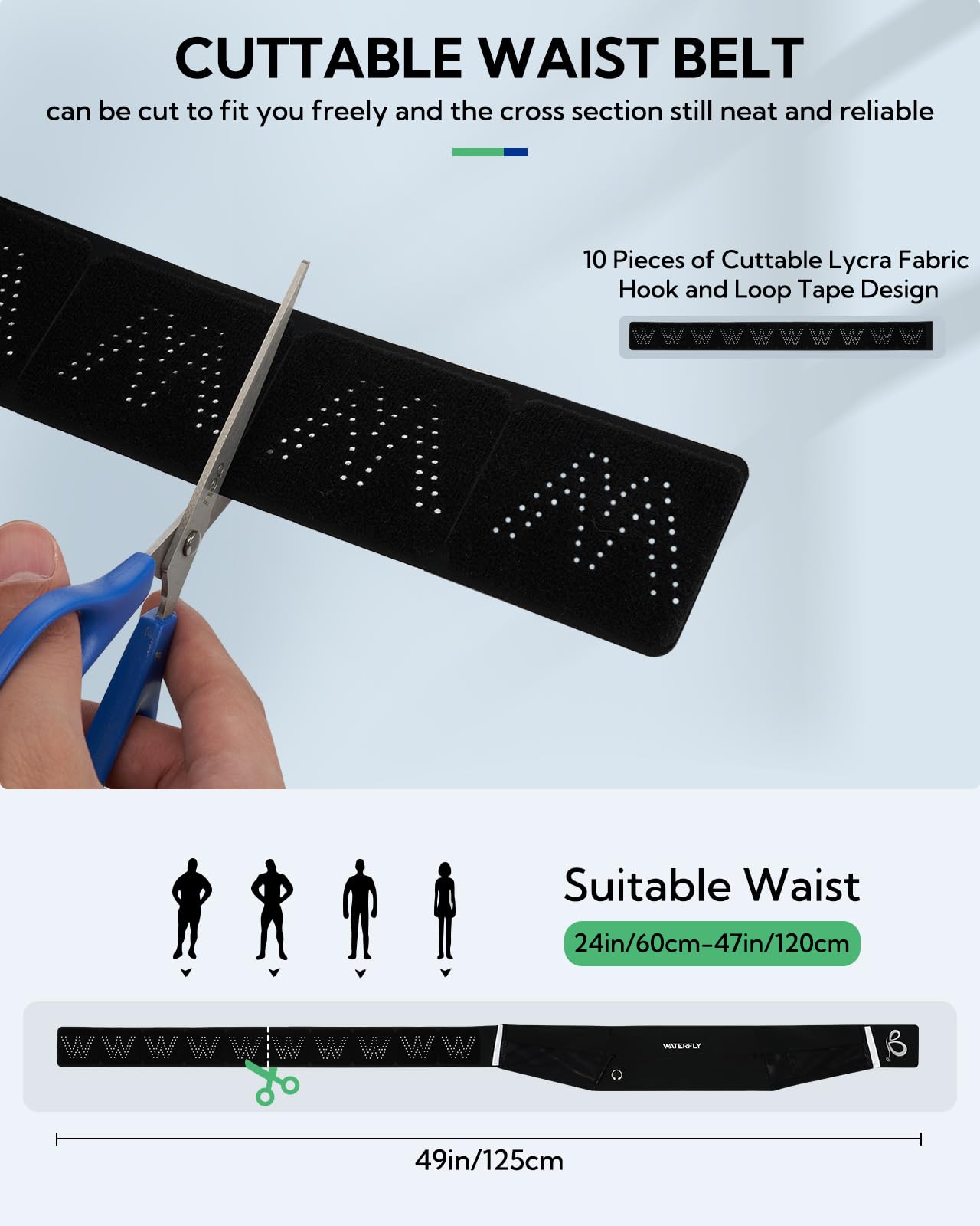 WATERFLY Laufgürtel für Handy Lauftasche Jogging: Handytasche Joggen Herren Damen Gürteltasche zum Laufen Fitness Sport Running Belt Laufgurt Passend für Smartphones Verschiedener Modelle und Größen