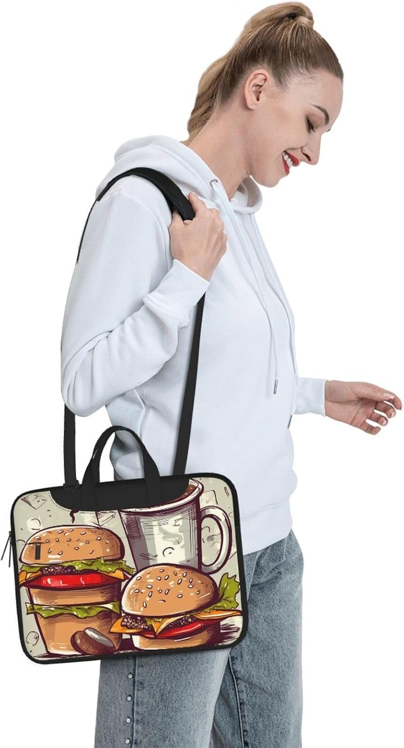 Funny Food Hamburgers and Mugs Laptop Bag 15.6 inch Business Briefcase for Men Women Water Resistant Laptop Shoulder Bag image 3