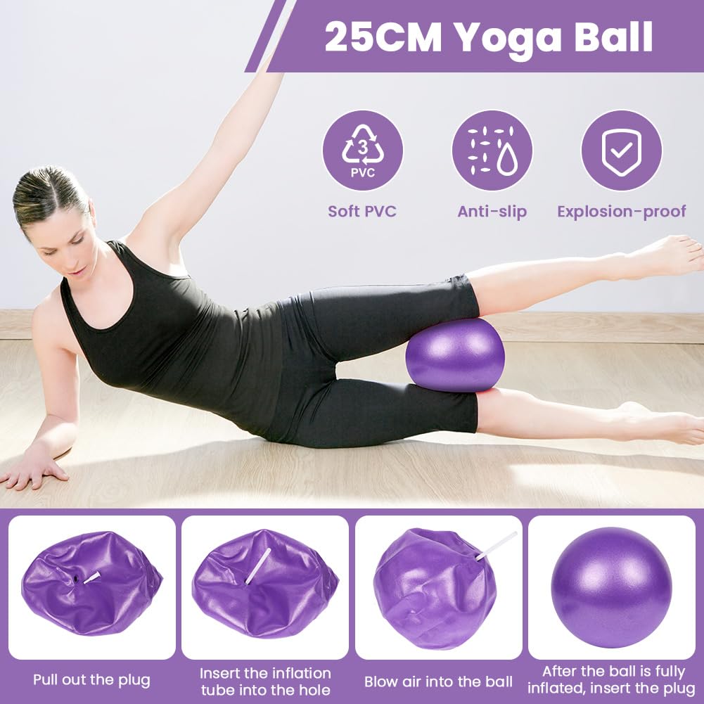 Kit de Pilates, Pilates Accessoires, Anneau de Pilate, Bande de Résistance en Latex, Ballon Yoga, Cercle de Résistance Élastique, Extracteur de Pédale et Extracteur en Forme de 8