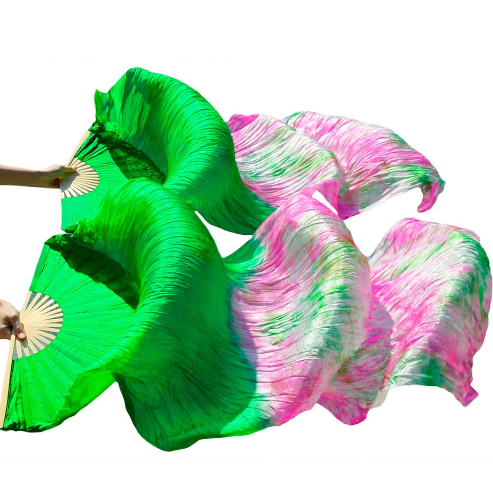 Éventails de danse du ventre en soie véritable 150x90cm multicolores pour danse orientale