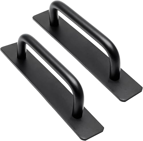 Miniatura 1 de Luomorgo 2 manijas de puerta autoadhesivas de 5.8 pulgadas, sin perforaciones, color negro mate, tiradores de cajón de aluminio para puerta de
