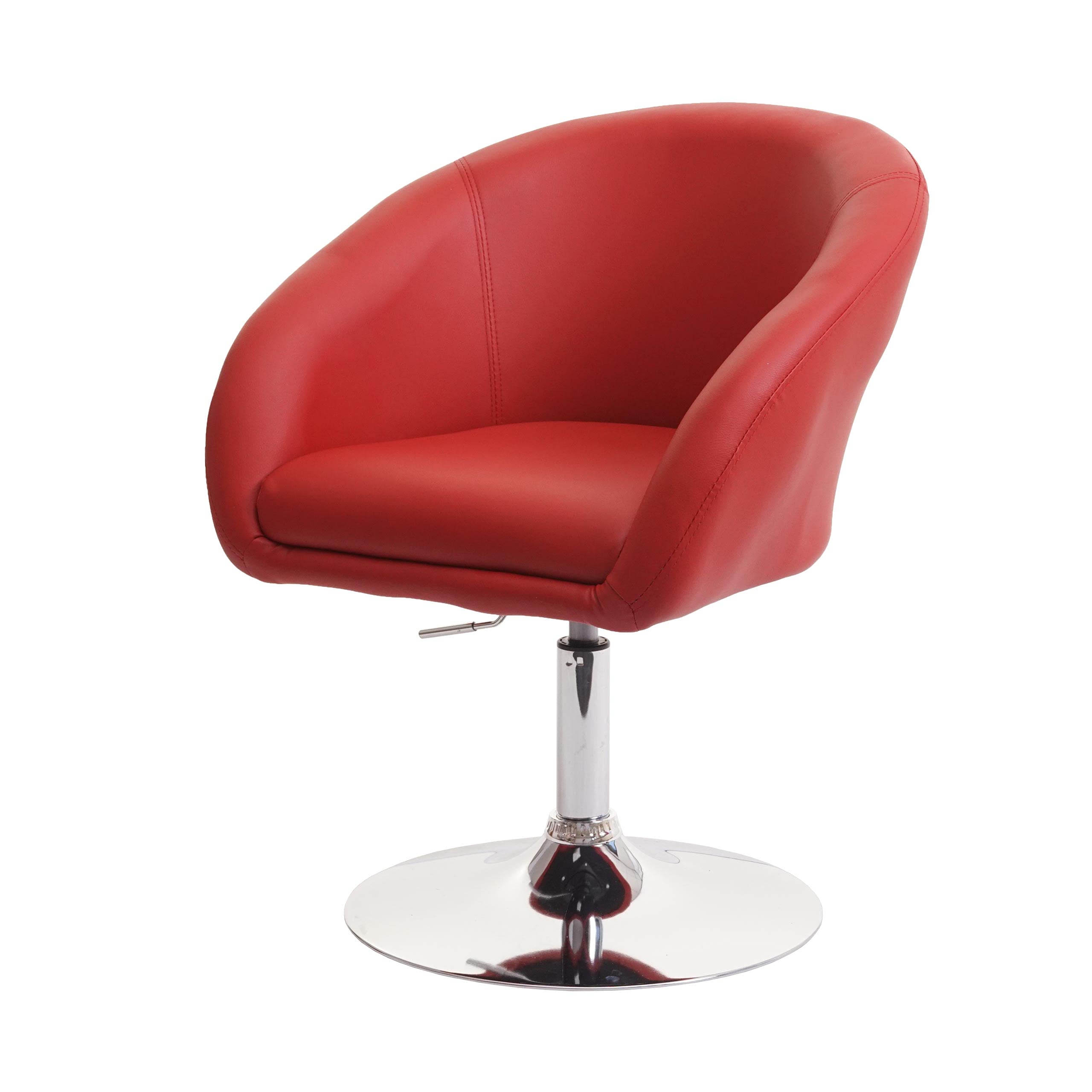 Mendler Esszimmerstuhl HWC-F19, Küchenstuhl Stuhl Drehstuhl Loungesessel, drehbar höhenverstellbar - Kunstleder rot