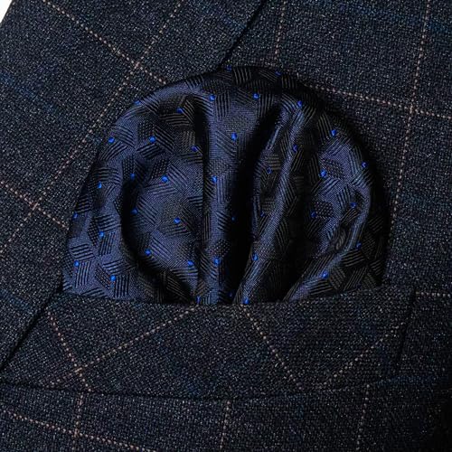 Image of RBOCOTT Mens Woven Tie and Pocket Square with Tie Bar Sets Solid Necktie