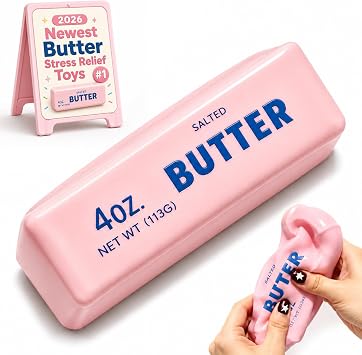 Crunchy Butter Squishy Asmr Bead Filled, Slow Rising Squeeze Pink Butter