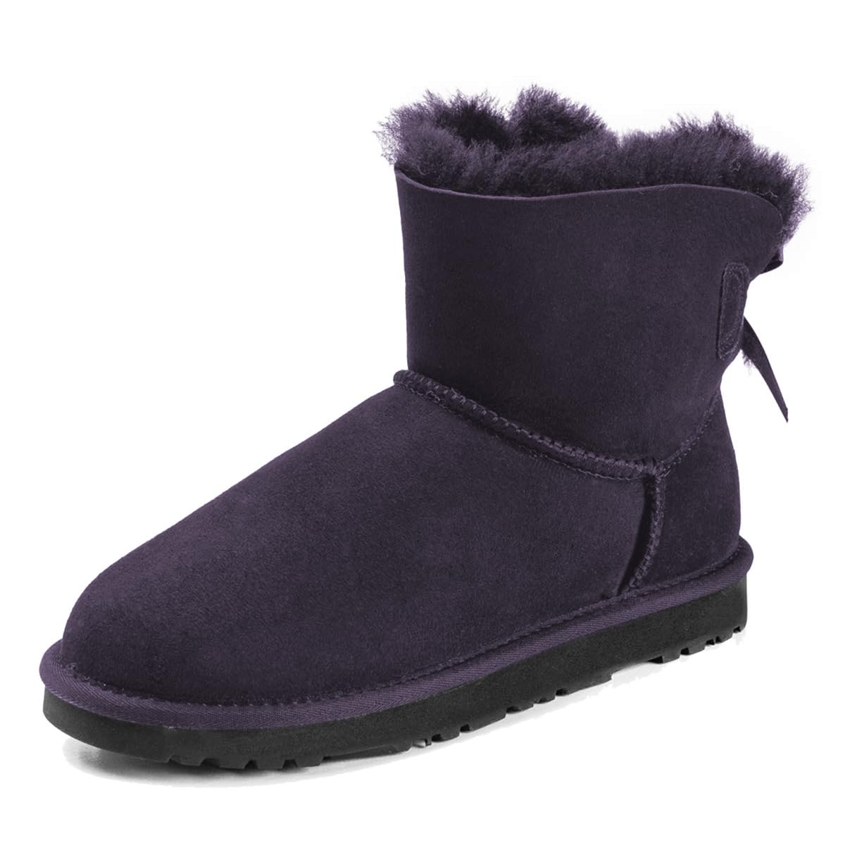 YDN Women Winter Warm Fur Lined Snow Boots Round Toe Flats Ankle High Booties Slip On Low Heels